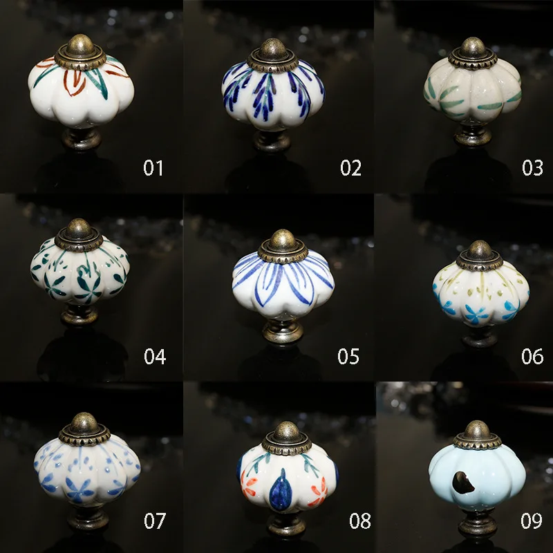 

33*38mm Cabinet Antique Handle Tea Caddy Handle Classical Ceramic Handle European Style Printing Handle