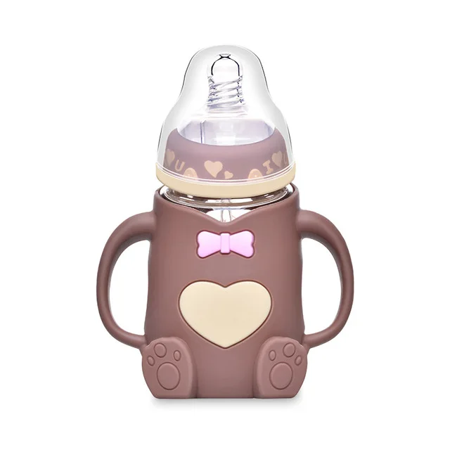 coffee 1 240 мл детская силиконовая бутылка для комления молоком Mamadeira Vidro безопасный, не содержит БФА для детского сока, бутылка для кормления водой, стакан для кормления, Feede - Цвет: coffee 1