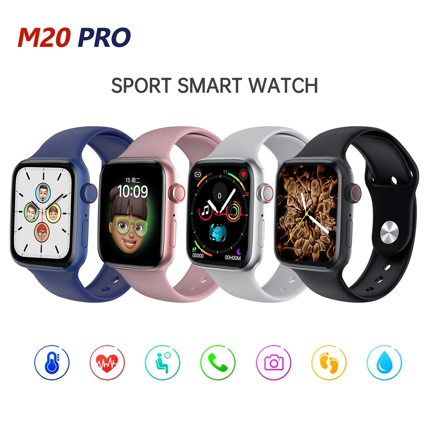 

Global New M20 Pro Smart Watch Men Women Full Touch Fitness TrackerWaterproof Bluetooth Smartwatch Men For iPhone Xiaomi Phone