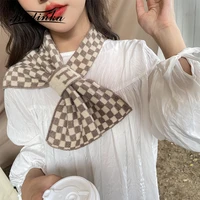 2022 new designer plaid knitted warm scarf stole woman luxury fashion autumn winter striped cashmere scarves for women foulards