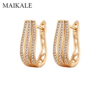 maikale fashion design zircon stud earrings for women multilayer geometric earrings hollow gold silver color female jewelry gift