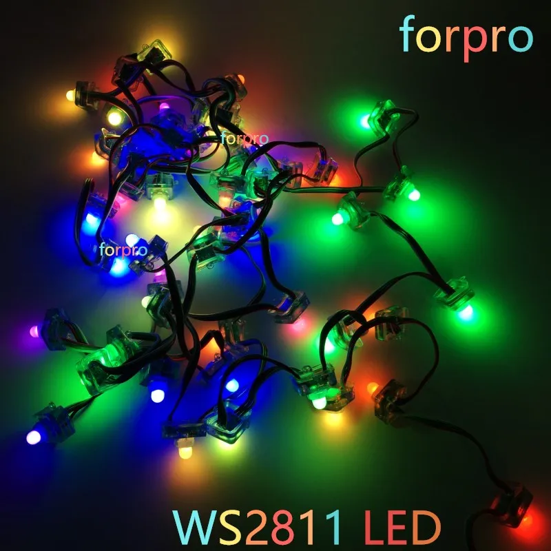 

50pcs/lot WS2811 Full Color RGB String LED Pixel Module 12mm LED Square type DC 5V Waterproof Addressable Digital
