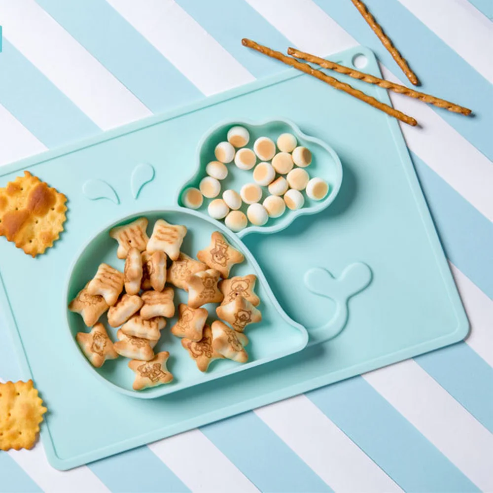 Детская мультяшная силиконовая обеденная тарелка китовый Краб малыш ребенок