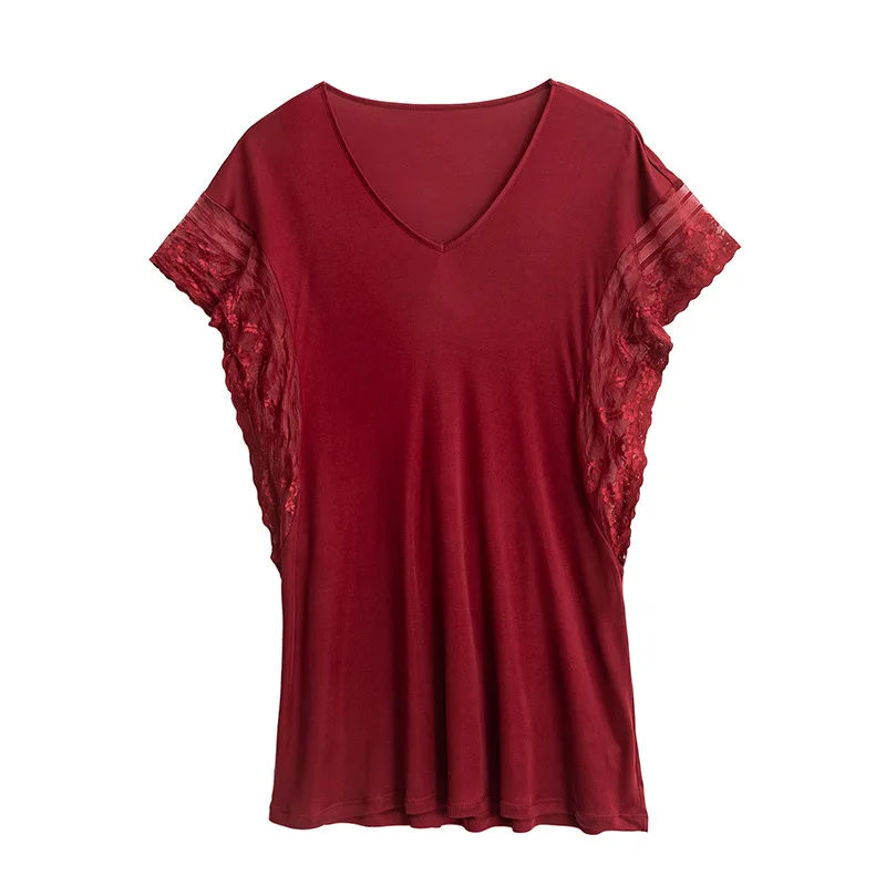 Flame of dream Plus Size Silk Sexy Nightgown Women Lace Sleepwear Silk Homeclothes 21-915