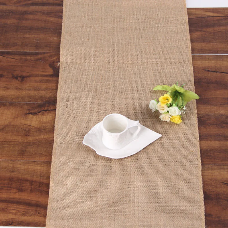 

Vintage Natural Burlap Jute Linen Table Runner