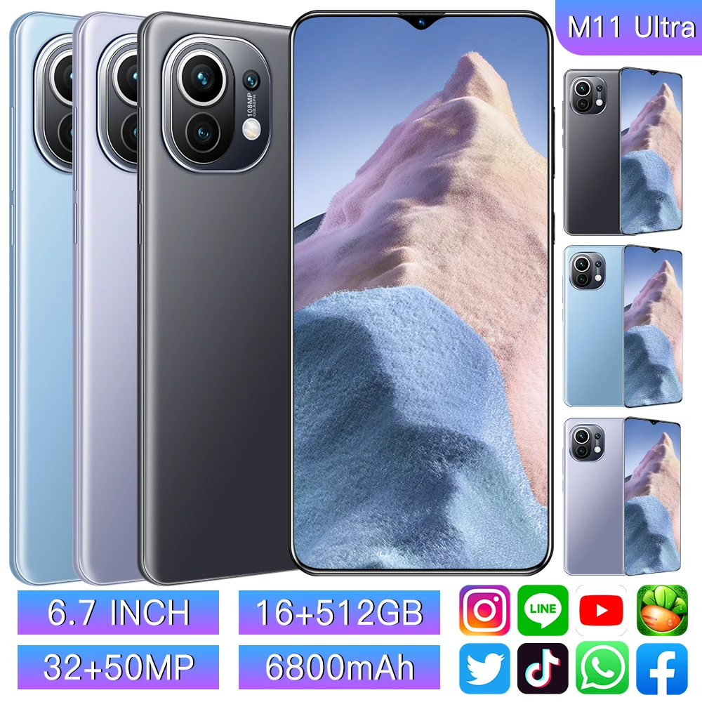 Новый смартфон M11 Ultra 16 ГБ + 512 Гб большой экран Android 6800 мАч Bluetooth 11 мобильный телефон