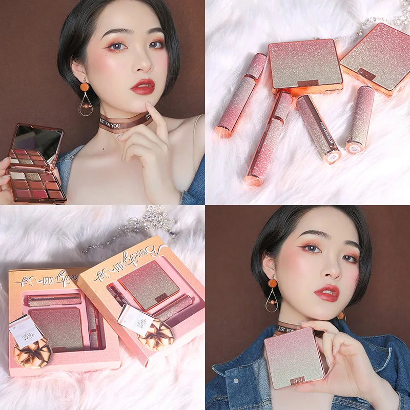 Cosmetics Makeup Set Lipstick Eye Shadow Mascara Full of Beginner Female Students Beauty Make Up Combination | Красота и здоровье