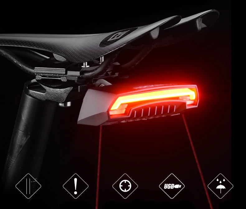 

Bicycle Light USB Rechargeable Tail Light LED Warning Rear Lights Cycling Smart Wireless Remote Control Turn Signal