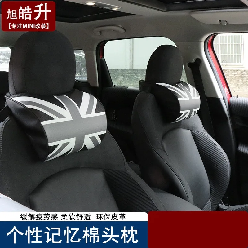 

1pcs Neck Pillow Union Jack Checkered Care Occipital Headrest For All Mini Cooper Countryman R50 R53 R55 R56 R60 R61 F54 F55 F56