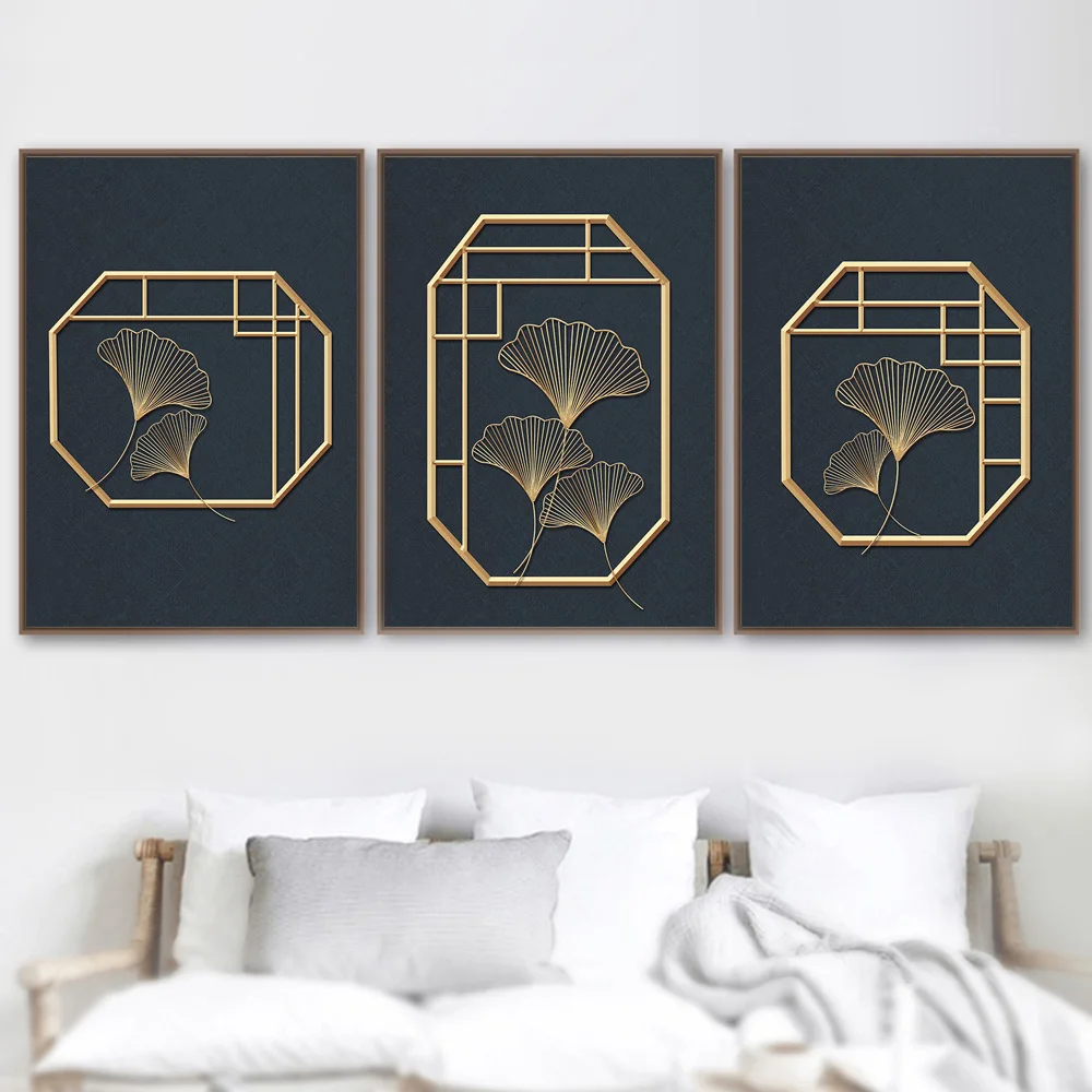 

Abstract Golden Line Flower Scandinavian Wall Art Canvas Painting Nordic Posters and Prints Wall Pictures for Living Room Decor