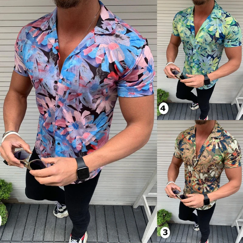 

Summer Men 3D Short Sleeve Print Shirt Cool Fashion Beach Goers Streetwear Colour Top