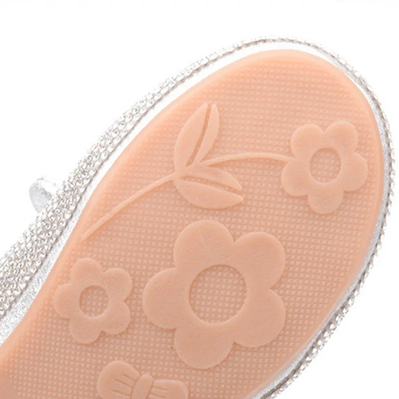 

Spring Summer Girls' Shoes Children's Pink Single Shoes Sequin Velcro Flat Shoes Girl Dress Shoes