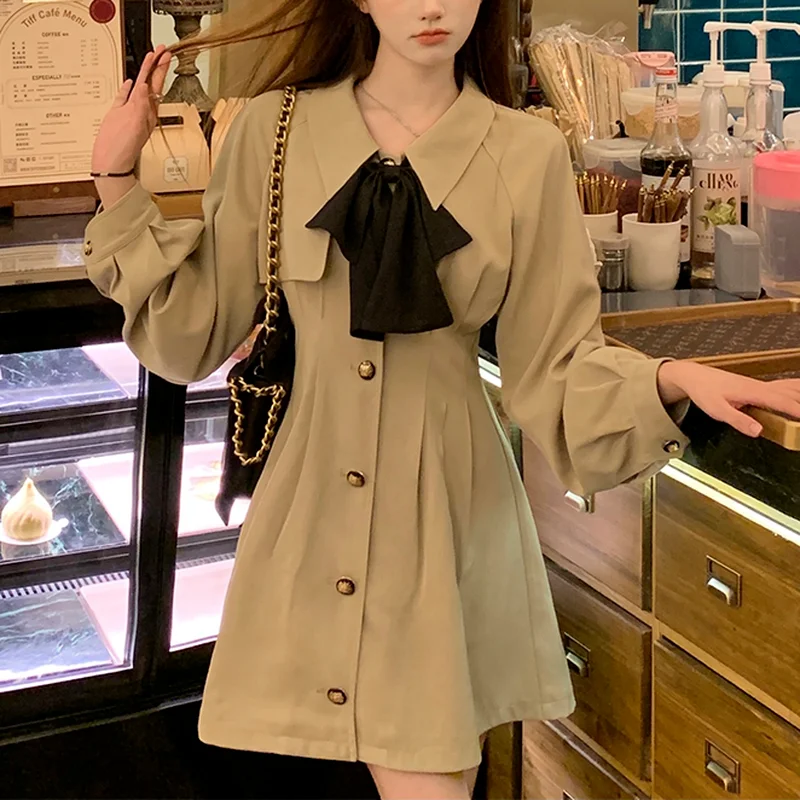 

Korean Blazer Dress Women Elegant Office Lady Ruffle Design Y2K Dress Vintage Gothic Slim High Waist Mini Dress Autumn 2021 New