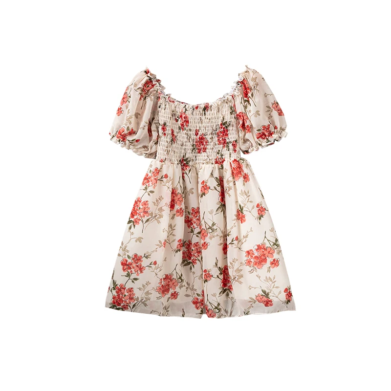 

Kids Clothes 2021 New Summer Cute Vestidos Chiffon Kids Flower Dress Girls Short Sleeve Princess Dress Little Children Costume