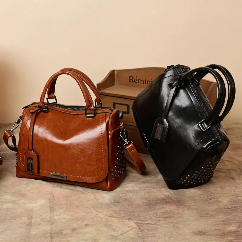 Leather handbag women's new retro bag Korean version of the wild Messenger shoulder | Багаж и сумки