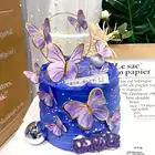 Розового и фиолетового цветов DIY искусственная Орхидея Бабочка торт Топпер акриловые счастливый украшения для торта на день рождения Baby Shower для девочек товары для свадьбы, для дня рождения, вечерние