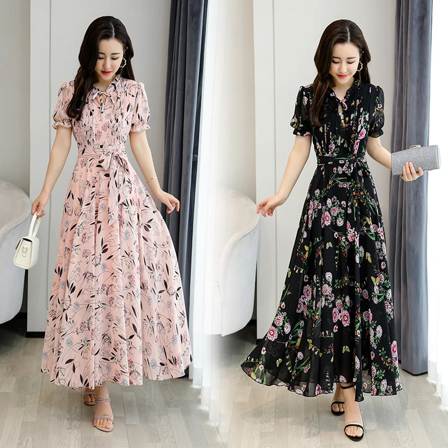 2020 Элегантный принт в стиле Бохо шифоновое пляжное платье миди весенне-летнее