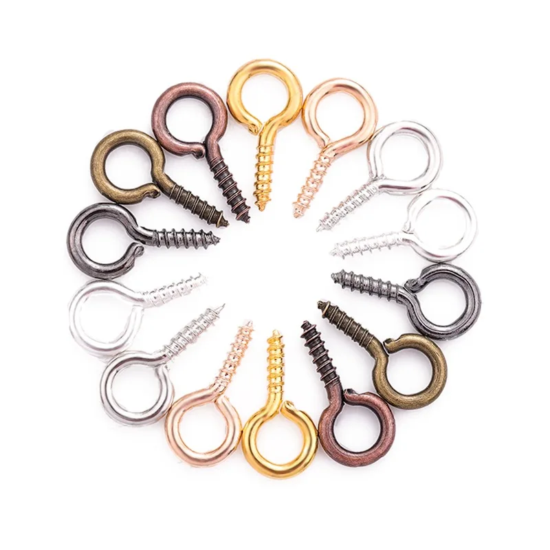 

200pcs Small Tiny Mini Eye Pins Eyepins Hooks Eyelets Screw Threaded Gold Clasps Hooks Jewelry Findings for Making DIY