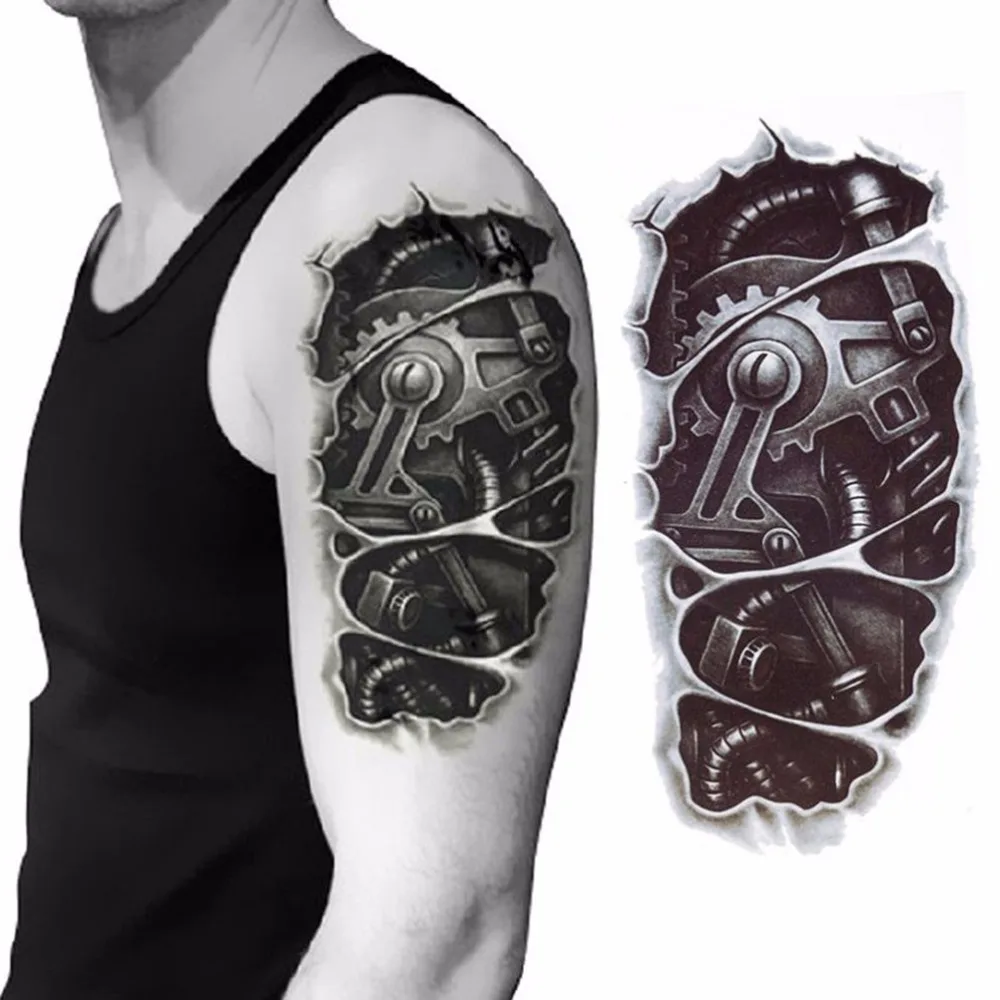 

Male Boys Waterproof Tattoos 3D Robot Arm Removable Temporary Tattoo Stickers Body Art for Men Wholesale