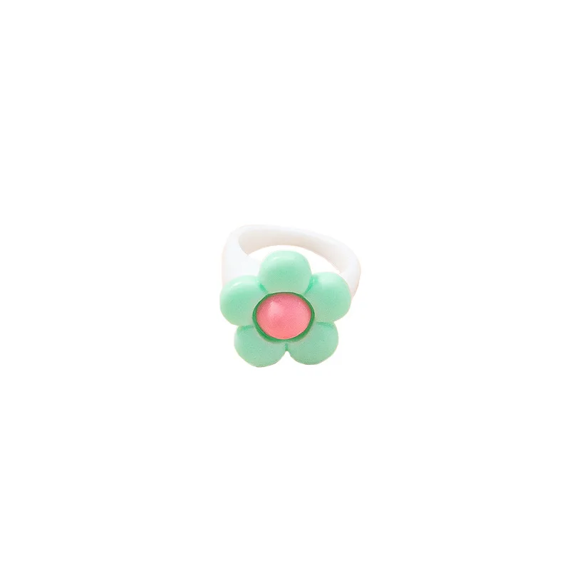 

2021 New Trendy Candy Color Flower Shape Resin Acrylic Ring for Women Girls Cute Fashion Vintage Finger Rings Jewelry Gifts