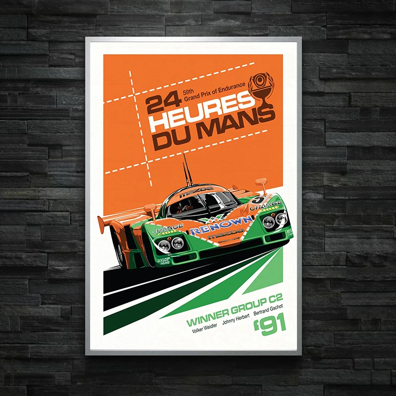 

24 Hours Of Le Mans Original Poster Prin On Canvas Wall Art Painting Picture For Living Room Home Decoration Frameless