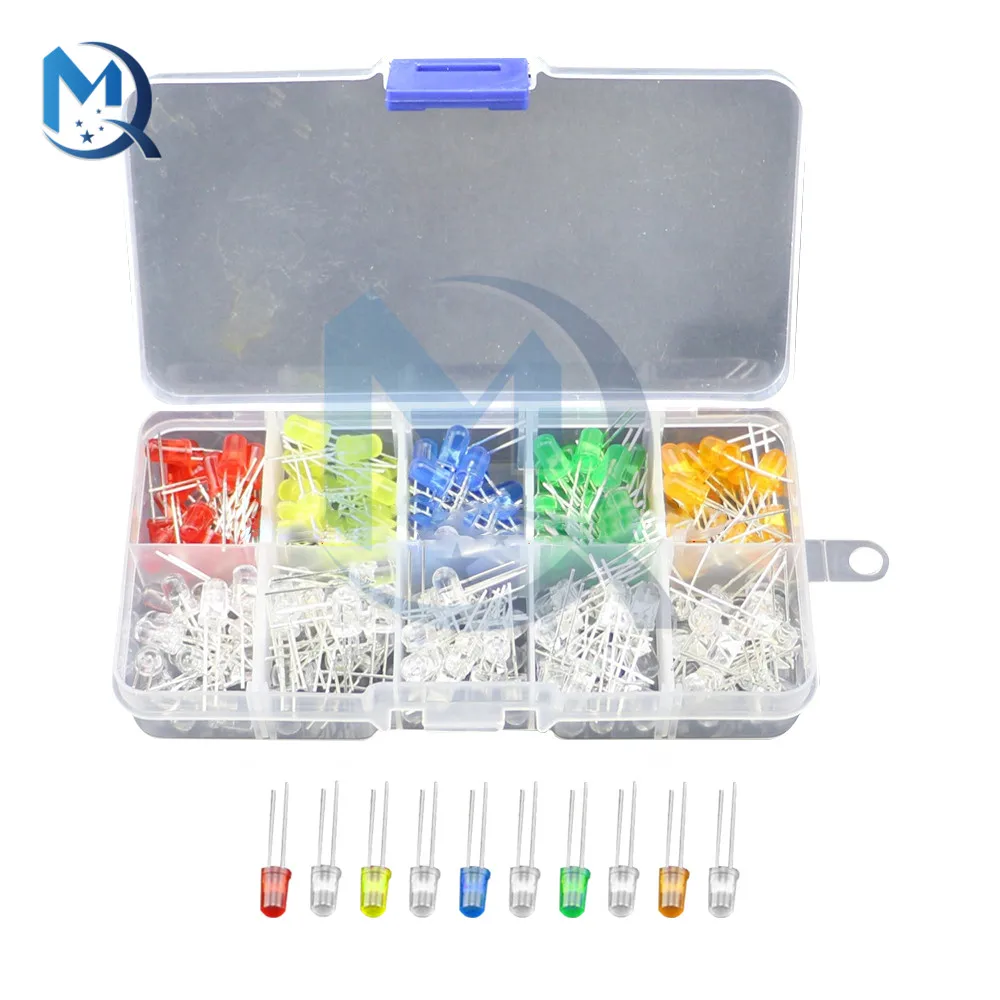 

Светодиодный круглый светоизлучающий диод 200 шт./кор. F5/5 мм 20 мА, светодиодный ные диоды, энергосберегающие, 6 цветов Mix 3V, светоизлучающие дио...