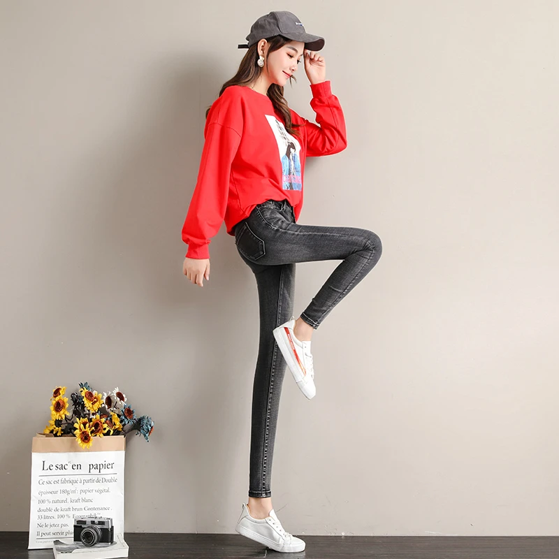 

Hirsionsan High Waist Skinny Jeans Women 2020 Spring Summer Stretch Korean Anklelength Pants Vintage Plus Size Ladies Trousers