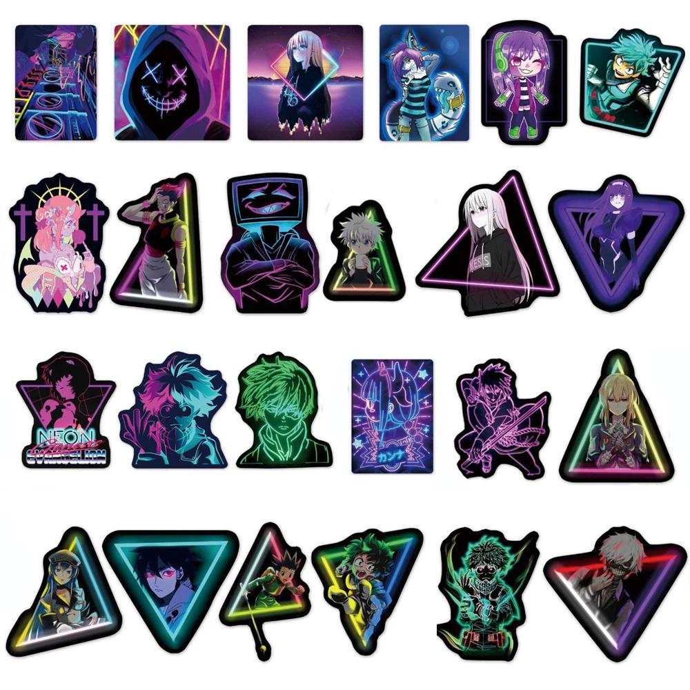 103050pcs mix neon anime stickers graffiti decals phone bike car laptop skateboard luggage waterproof kid cartoon sticker toy free global shipping