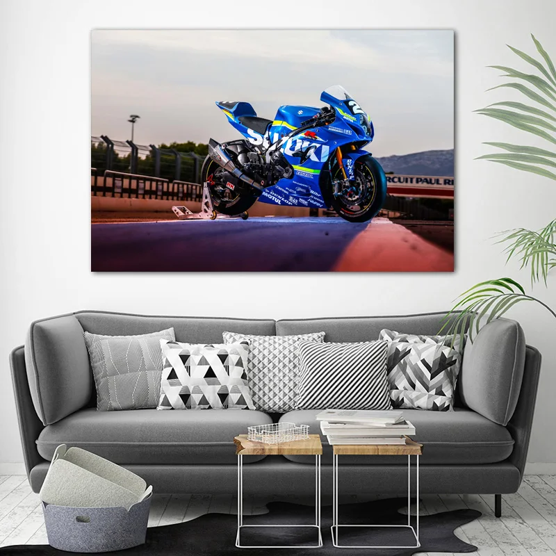 Картины в рамке сделай сам сузукис синий Мотогонки Супербайк спортивные постеры
