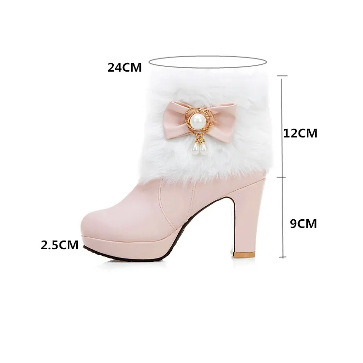 PXELENA/кролика пуховики с наполнителем из белого женские свадебные сапоги бантом