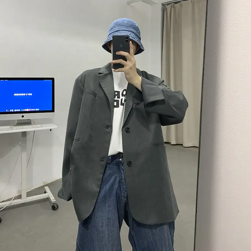 

2020 Men's Clothing Loose Suit Jacket Leisure Blazers Loose Coats Black Color Western Clothes Fashion Trend Outerwear M-2XL