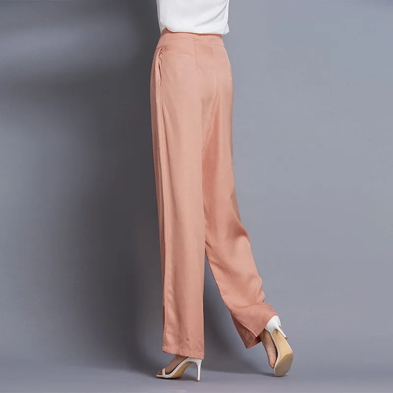 

NS145 2021 new loose large silk pants show thin harlen high waist casual pants