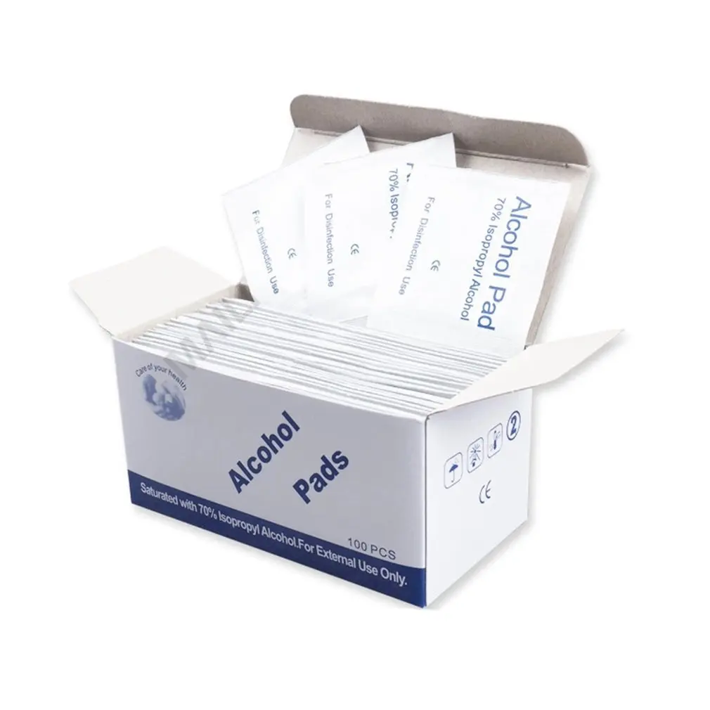 100 шт Одноразовые спиртовые дезинфекционные ватные тампоны одноразовые