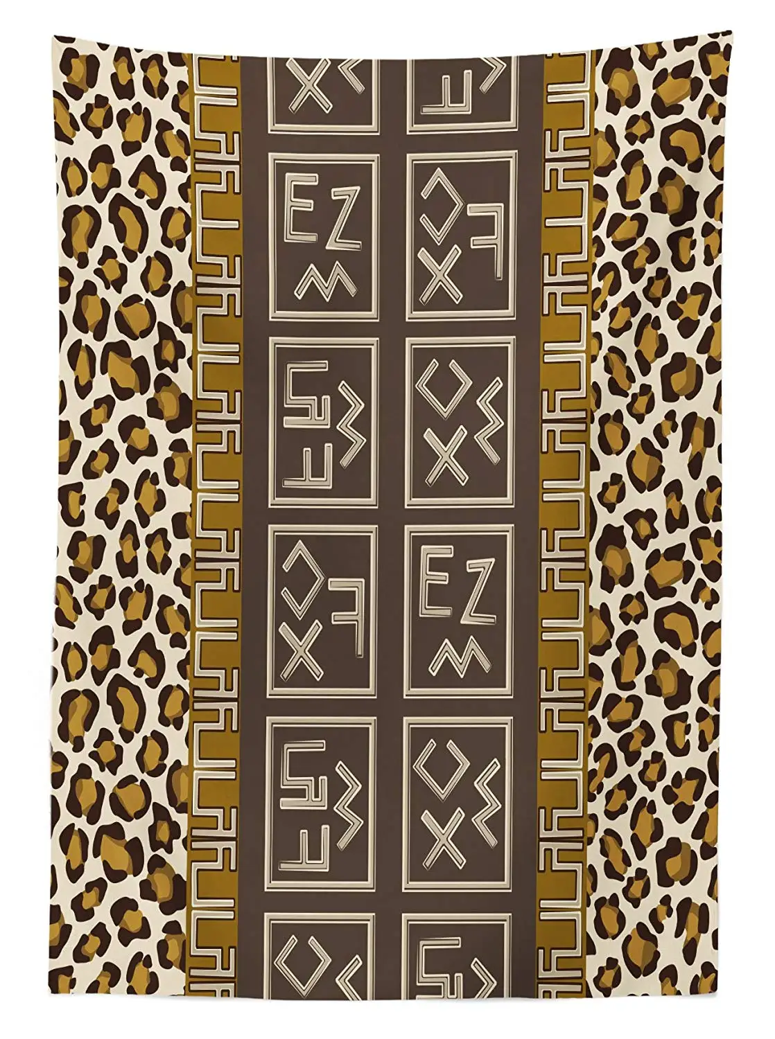 Этническая скатерть от Африканского сафари Леопардовый мотив с абстрактными