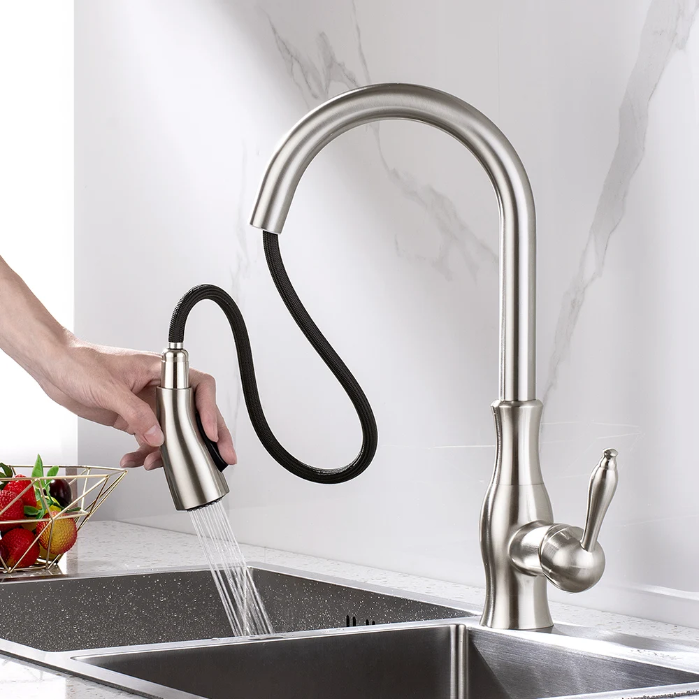 Выдвижной кухонный кран латунный распылитель хромированные кухонные краны