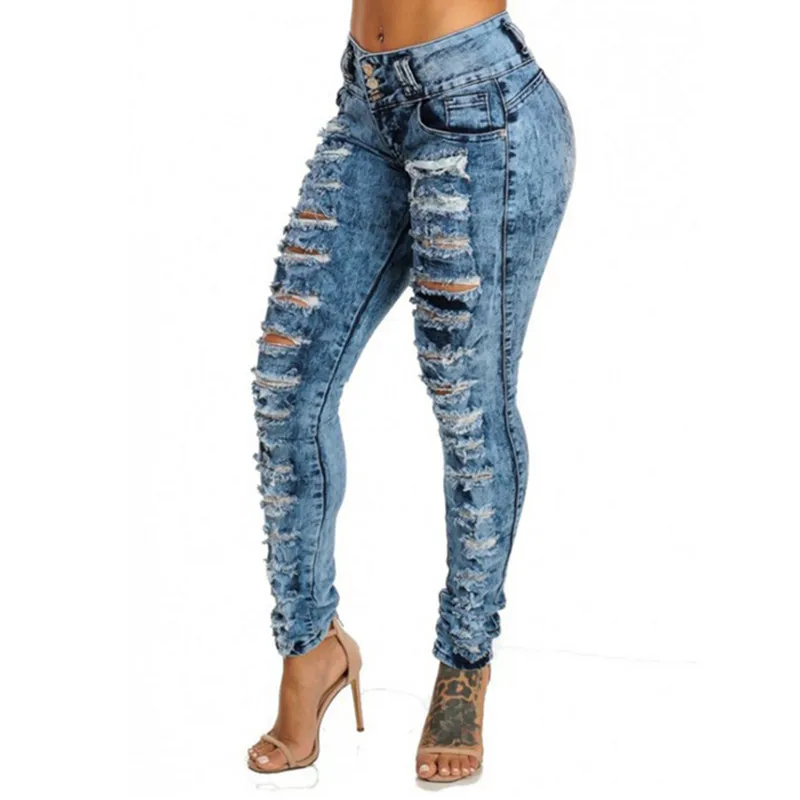 Новые поступления модные женские джинсовые узкие брюки с завышенной талией