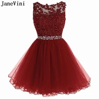 janevini 2020 beaded lace homecoming dresses short burgundy red pink tulle women graduation prom party gowns robe de cocktail