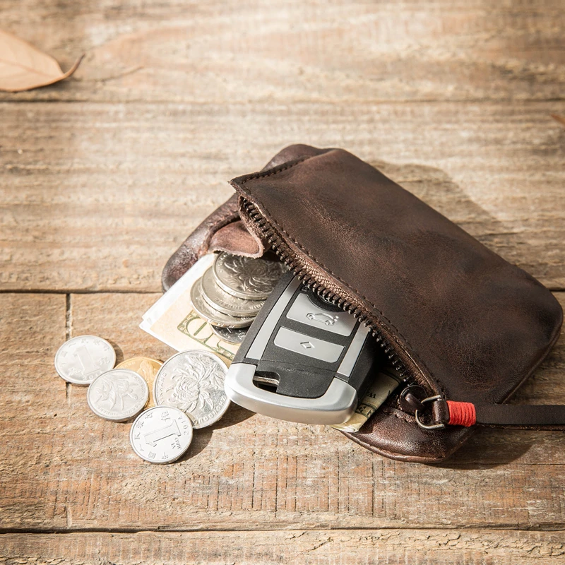 Кожаный кошелек для мелочи мужчин маленький бумажник водительских прав Женская