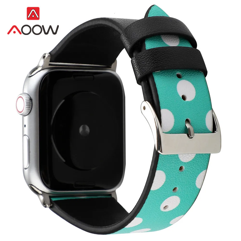 Ремешок для часов из натуральной кожи для Apple Watch 4, 40 мм, 44 мм, 38 мм, 42 мм, браслет с принтом Микки Мауса, ремешок для iwatch 1, 2, 3