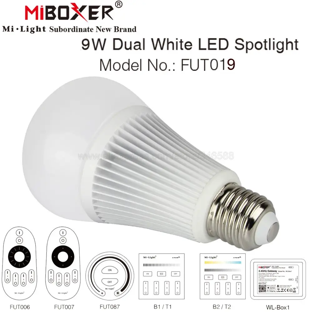 MiBoxer 2 4G 9W E27 CCT двойная белая светодиодная лампа с регулируемой цветовой