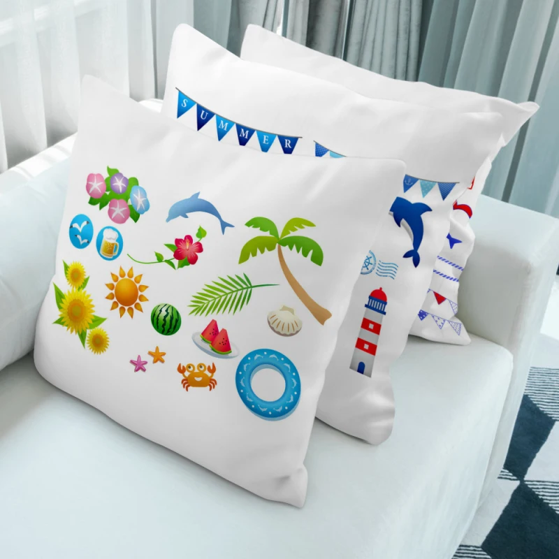 

Ocean Sea ConchCushions Cover High Quality Decorative Pillows For Sofa Bed Car Home Woven Linen Throw Pillow Case 45*45cm