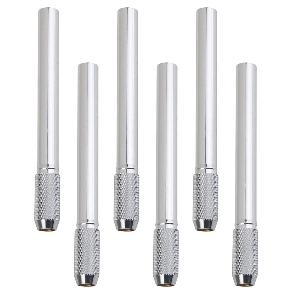 

6pcs Stainless Steel Pencil Extenders Pencil Holders Extension Rods (Silver)
