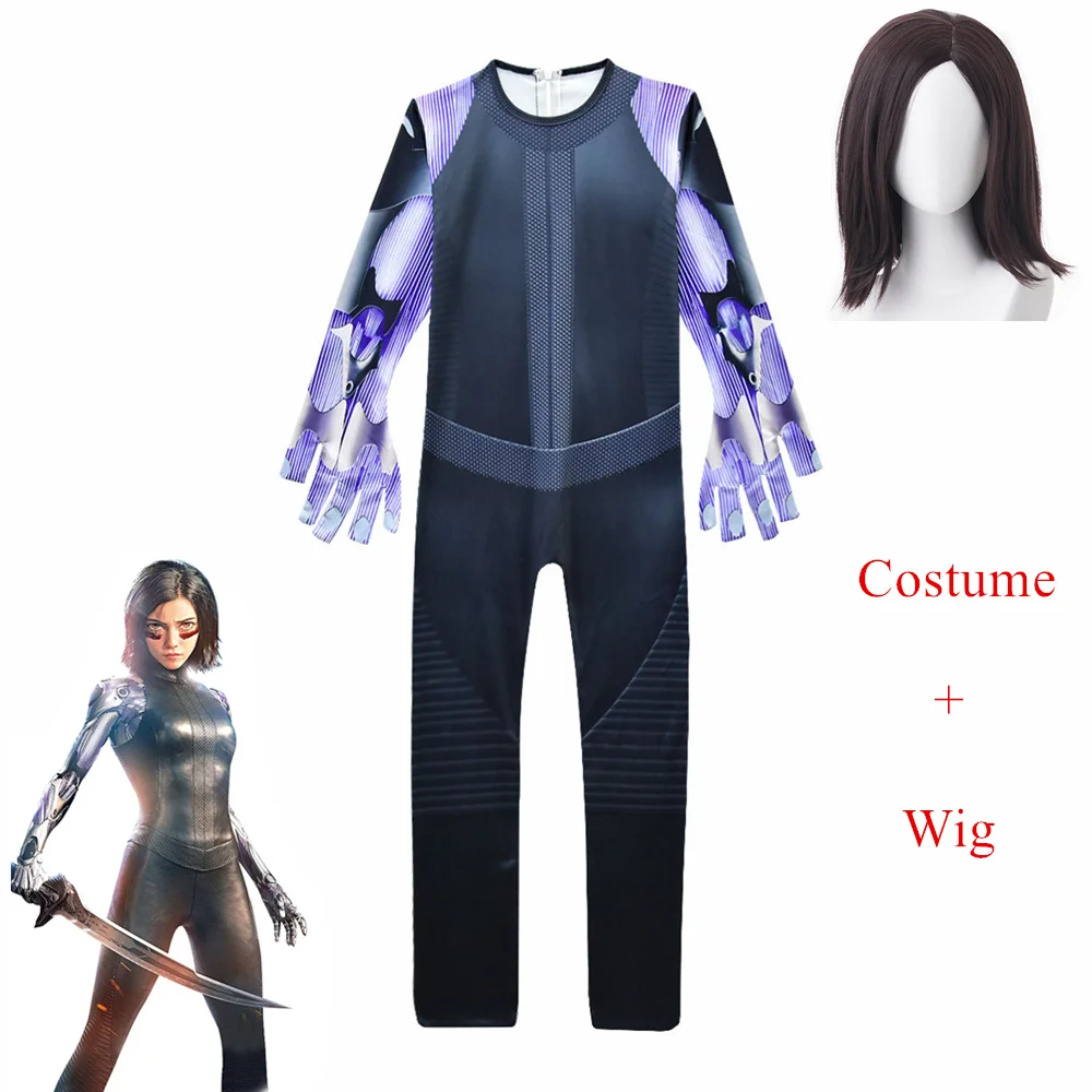 GIrls Alita Battle Angel Movie Cosplay Costume James Cameron New 2019 Halloween Costumes For girls Zentai Bodysuit Suit Jumpsuit |