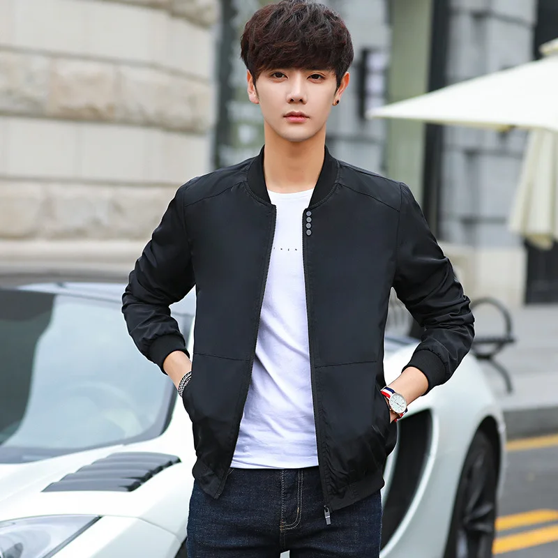

2020 men age season thin men bring pure color baseball jacket teenagers four pure color jacket button leisure trend