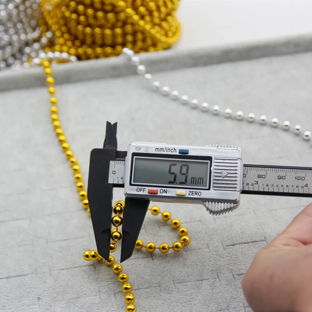 

5Meter 6MM Imitation Pearl Beads Gold Silver Round Jewelry Craft Bead Cotton Line Chain Pendant For DIY Wedding Party Decoration