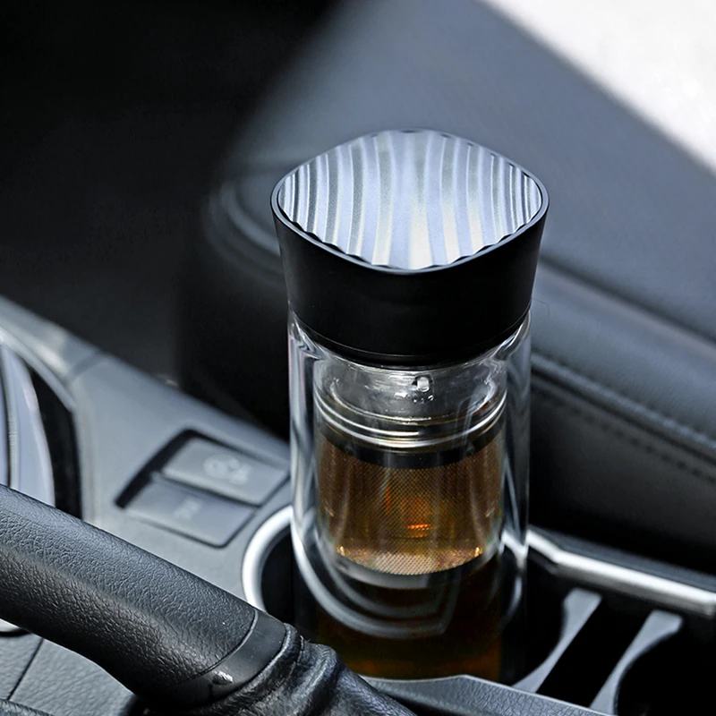 Двойная стеклянная бутылка для воды с чайной перегородкой из нержавеющей стали