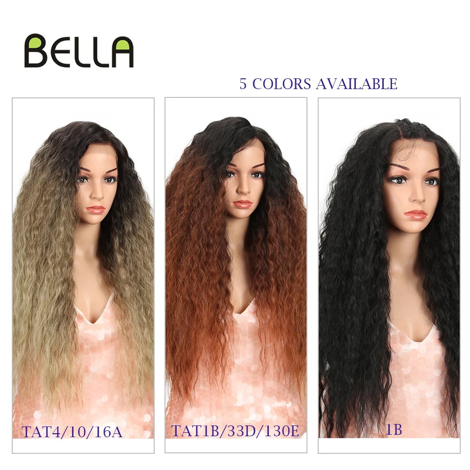 Bella 360 парик на кружеве кудрявые 29 дюймов длинные Омбре цвета для волос черный