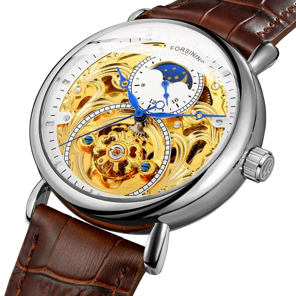 Новинка 2020 мужские часы модные Роскошные автоматические механические с вырезами