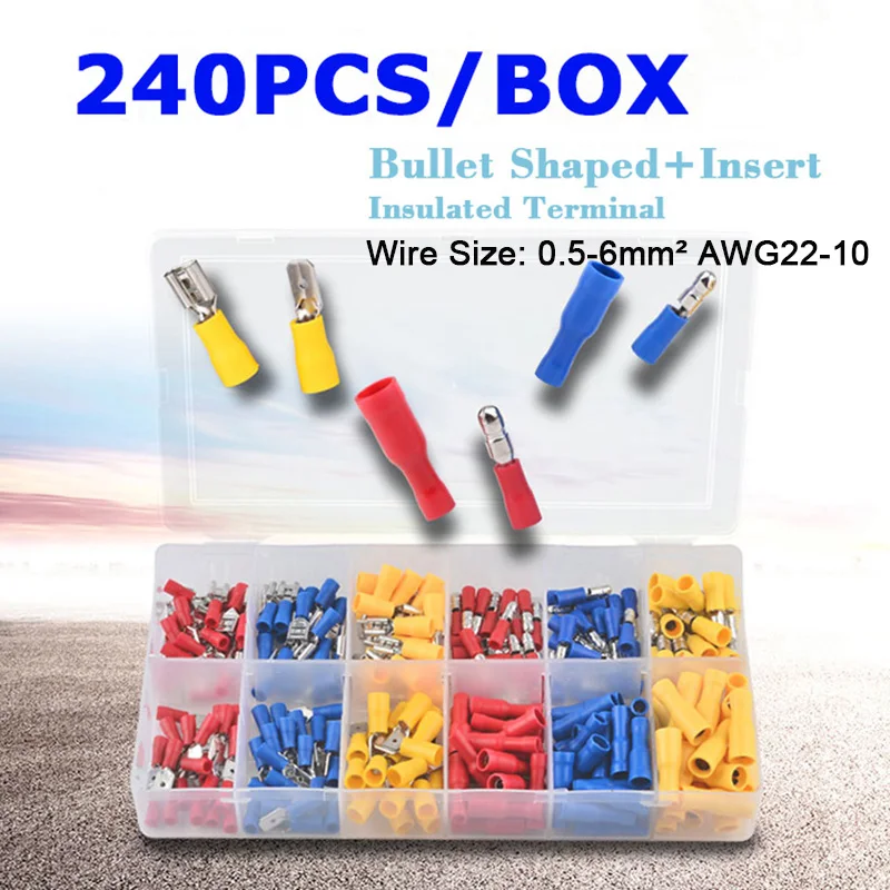 FDD/FRD/MDD/MPD 240pcs терминал пуля Shaped вставка изолированный женский мужской
