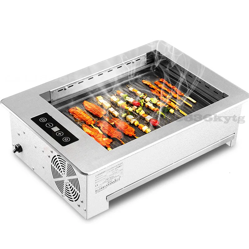 

Multifunctional Gril Commercial Barbecue Electric Grill Embedded Household Korean Pot Grill Smokeless BBQ Touch Electric Griddle
